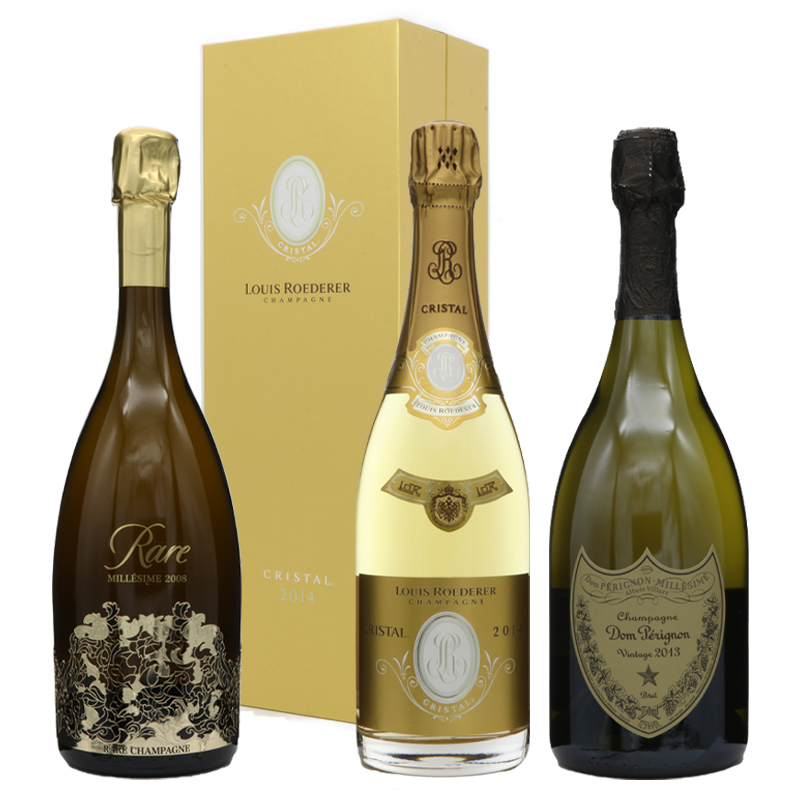 超有名ブランドシャンパーニュ(レア・クリスタル・ドンペリ)　3本セット (750ml×3)